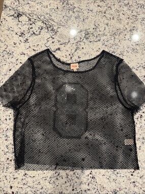 Sheer Black Mesh Cropped Top - Women